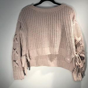 Pink knitted crop sweater soft comfy size small